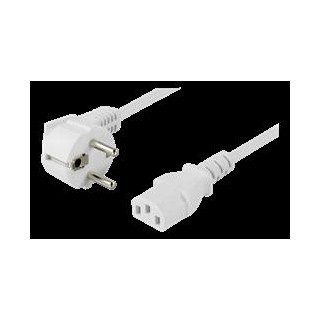 DELTACO cable, angled CEE 7/7 to IEC 60320 C13, 10m, max 250V / 10A, white DEL-111AV