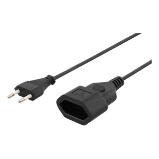 DELTACO cable, CEE 7/16 to IEC 60906-1, 1m,&amp;nbsp;max 250V/2.5A, black / DEL-109AC