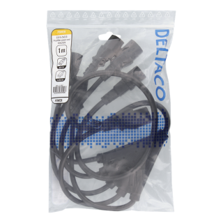 DELTACO Device cable IEC C14 to 5x IEC C13, 1m, 10A / 250V, Y-Splitter, black  DEL-113C
