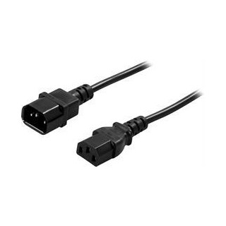 Grounded appliance / extension cable for connection between device and mains / cable, straight IEC 60320 C14 to straight IEC 60320 C13, max 250V / 10A, 0.5m DELTACO black / DEL-112-50