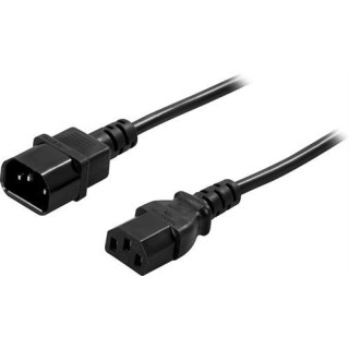 DELTACO extension cable, straight IEC 60320 C14 to straight IEC 60320 C13, max 250V / 10A, 2m , black  / DEL-113 