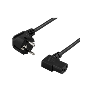 DELTACO grounded appliance cable, angled CEE 7/7 to angled IEC 60320 C13, 10m, max 250V / 10A, black / DEL-111D
