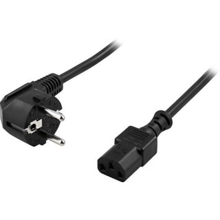 DELTACO grounded cable, angled CEE 7/7 to straight IEC 60320 C13, max 250V / 10A, 3m, black/ DEL-110