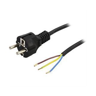 DELTACO grounded cable, CEE 7/7 , max 250V / 10A, 2m, black DEL-109R