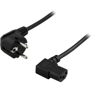 DELTACO grounded  cable CEE 7/7 to angled IEC 60320 C13 , max 250V / 10A, 1m, black DEL-109BA