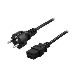 DELTACO grounded device cable, CEE 7/7 to IEC 60320 C19 , max 250V / 16A, 3m, black DEL-110T