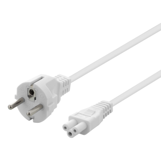 Device cable  DELTACO earthed, straight CEE 7/7 to straight IEC 60320 C5, 0.5m, max 250V / 2.5A, 3X0.75mm2, white / DEL-109C-50V