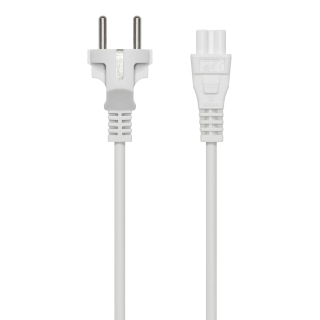 Device cable DELTACO earthed, straight CEE 7/7 to straight IEC 60320 C5, max 250V/2.5A, 2m, 3X0.75mm2, white / DEL-109NV