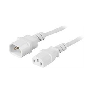 Grounded appliance / extension cable for connection between device and mains / cable, straight IEC 60320 C14 for straight IEC 60320 C13, max 250V / 10A, 0.5m DELTACO white / DEL-112V-50