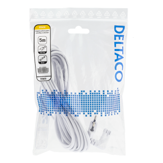 Irrigated device cable DELTACO for connection between device and wall outlet, 5m, angled CEE 7/16 to angled IEC 60320 C7, Max 250V 2.5A, white / DEL-109BV