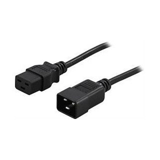Grounded extension / extension cable, straight IEC 60320 C19 for straight IEC 60320 C20 , max 250V / 16A, 1m  DELTACO black / DEL-112MA