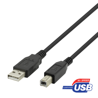  USB-B 2.0 cable DELTACO suitable for printers, 1m black / USB-210S-K / R00140001