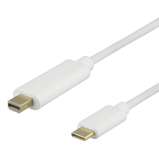 Cable DELTACO USB-C - MiniDP, 0,5 m, 21,6 Gbit / s, 3840x2160 60Hz, white / USBC-DP053-K