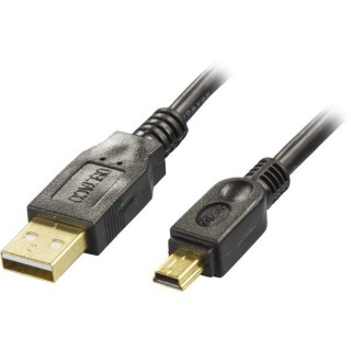 Kabelis DELTACO USB 2.0 "A-mini B", 0.5m, juodas / USB-23S-K
