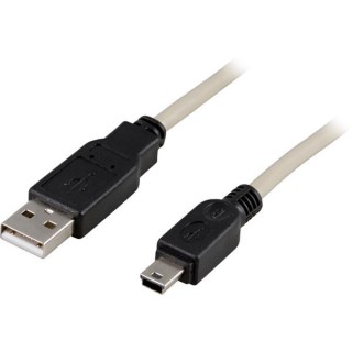 Kabelis DELTACO USB 2.0 "A-mini B", 0.5m, baltas-juodas / USB-23