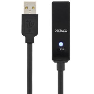 Кабель DELTACO USB 2.0 удлинитель, 10.0м,активный, черный / USB2-EX10M