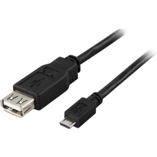 Кабель DELTACO USB 2.0 "micro B-AF"OTG, 0.2м, черный / USB-73