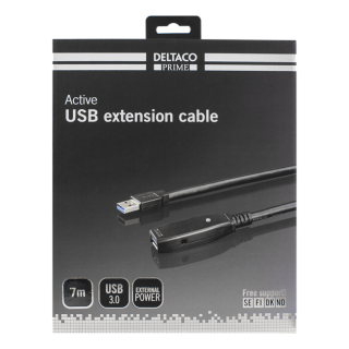 DELTACO PRIME active USB 3.0 extension cable, Type A male - Type A female, 7m / USB3-1004
