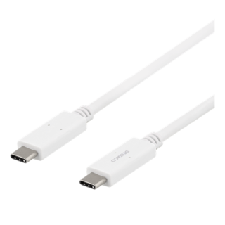 DELTACO USB-C - USB-C cable, 5Gbit/s, 5A, 1M, white /   USBC-1502M