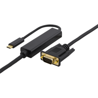 DELTACO USB-C - VGA, QWXGA 2048x1152 60Hz, 2m, DP 1.2 Alt Mode, black / USBC-1087-K