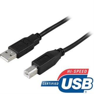 DELTACO USB 2.0 cable Type A male - Type B male 0.5m, black / USB-205S