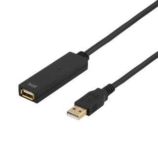 Extension cable DELTACO PRIME USB 2.0, active , Type A male - Type A female, 7m , black / USB2-EX7M