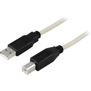 Кабель DELTACO USB 2.0 "A-B", 1.0м, белый-черный / USB-210