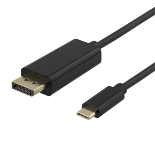 USB-C - DisplayPort cable DELTACO 4K UHD, gold plated, 2m, black / USBC-DP200-K / R00140015