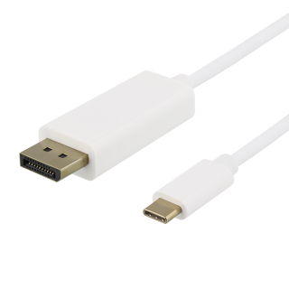 USB-C - DisplayPort cable DELTACO 4K UHD, gold plated, 2m, white / USBC-DP201-K / 00140016