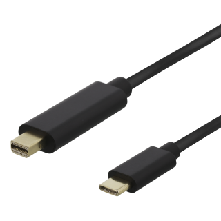 USB-C - miniDisplayPort cable DELTACO 4K UHD, gold plated, 2m, black / USBC-DP202-K / 00140017