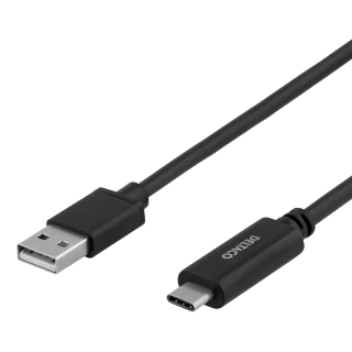USB 2.0 cable DELTACO USB-A - USB-C male, LSZH, 1m, black / USBC-1004-LSZH
