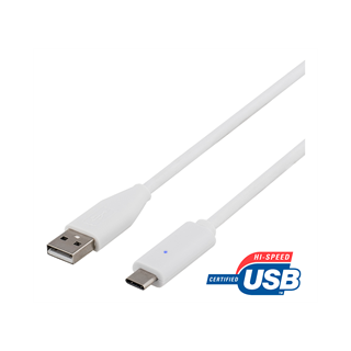 USB 2.0 cable, Type C - Type A ha, 0.5m, white DELTACO / USBC-1008