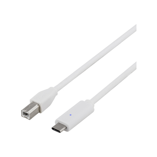 USB 2.0 cable, Type C - Type B ha, 1m, white DELTACO / USBC-1019
