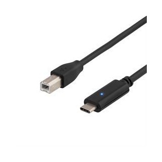 USB 2.0 cable, Type C - Type B ha, 1m, black DELTACO / USBC-1014