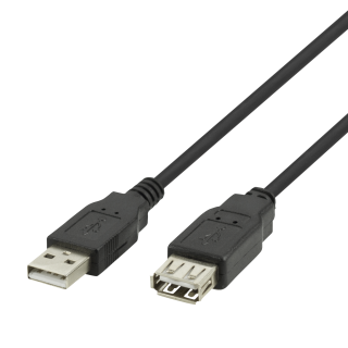 USB extension cable DELTACO USB-A male - USB-A female, 2m black / USB2-12S-K / R00140002