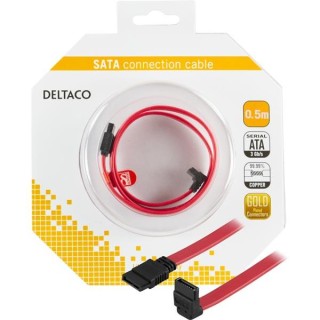 SATA cable DELTACO, 0.5m, angled, red / SATA-05A-K