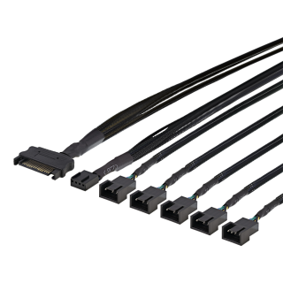 Splitter DELTACO for PWM fans, 4-pin to 5x4-pin female, SATA / SSI-69