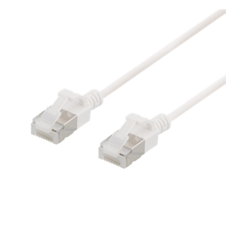 DELTACO U / FTP Cat6a patch cable, slim, 3.8mm in diameter, 2m, 500MHz, LSZH, white / UFTP-1048