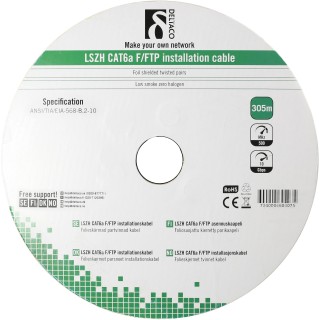 Instaliacinis kabelis F / FTP Cat6a DELTACO LSZH, 305m, 500MHz, Delta-certified, baltas / TP-51C