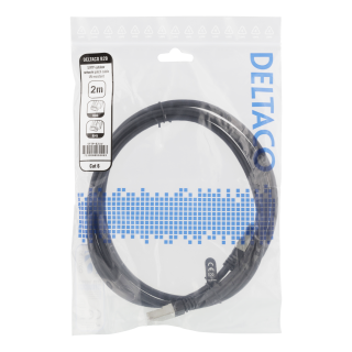 Patch cable DELTACO S/FTP, Cat6, 2m, 250MHz, UV resistant, black / SFTP-62UV