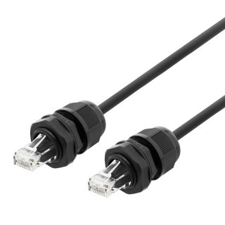 Patch cable DELTACO S/FTP Cat6a, 1m, IP68, PG13.5, black / SFTP-61AH-WP
