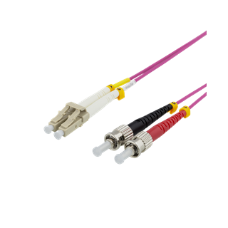 Fiber cable, 1m, LC-ST Duplex, 50/125, pink DELTACO / LCST-71