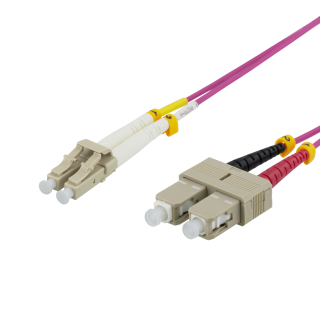Fiber cable DELTACO 3m, LC-SC Duplex, 50/125, pink / LCSC-703