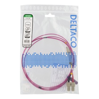 Fiber cable DELTACO OM4, LC - SC, duplex, multimode, 50/125, 1.5m / LCSC-711