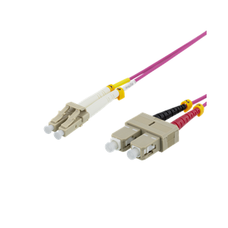 OM4 fiber cable LC - SC, duplex, multimode, 50/125, 0.5m DELTACO / LCSC-700