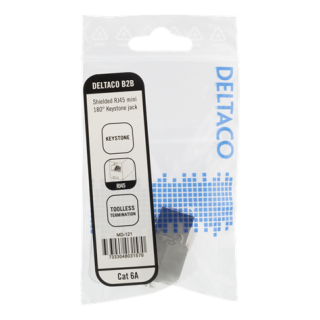 DELTACO Cat6A Screen Protector Keystone socket, tool-free clip termination, plastic, white / metal / MD-121