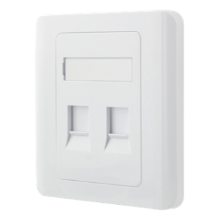 DELTACO recessed Keystone wall outlet, 2 ports, dust cover, white / VR-227