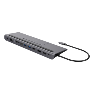 USB-C docking station DELTACO USB-C Power Deliver 85 W, 4K UHD @ 60Hz, DP, HDMI, VGA, RJ45, 3.5mm, 1 Gbit/s, grey / USBC-DOCK2