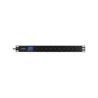 DELTACO 10-Outlet 19" power distribution unit, 2500W, C13, digital vol/amp meter DELTACO black /  GT-8640