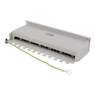 DELTACO Patch Panel, 12xRJ45, Cat6a, Wall Mountable, 10Gbps, Krone Terminals, Metal, Gray / PAN-212